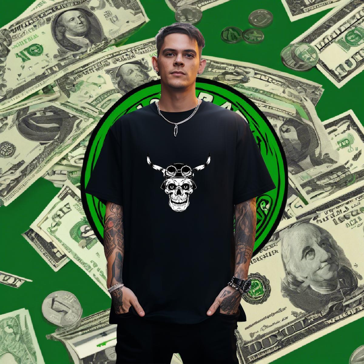 Loose T Shirt For Man 230g Pure Cotton skull Hip Hop Anime Print Short Sleeve O-Neck Mens Tshirts Designer Fashion Clothes