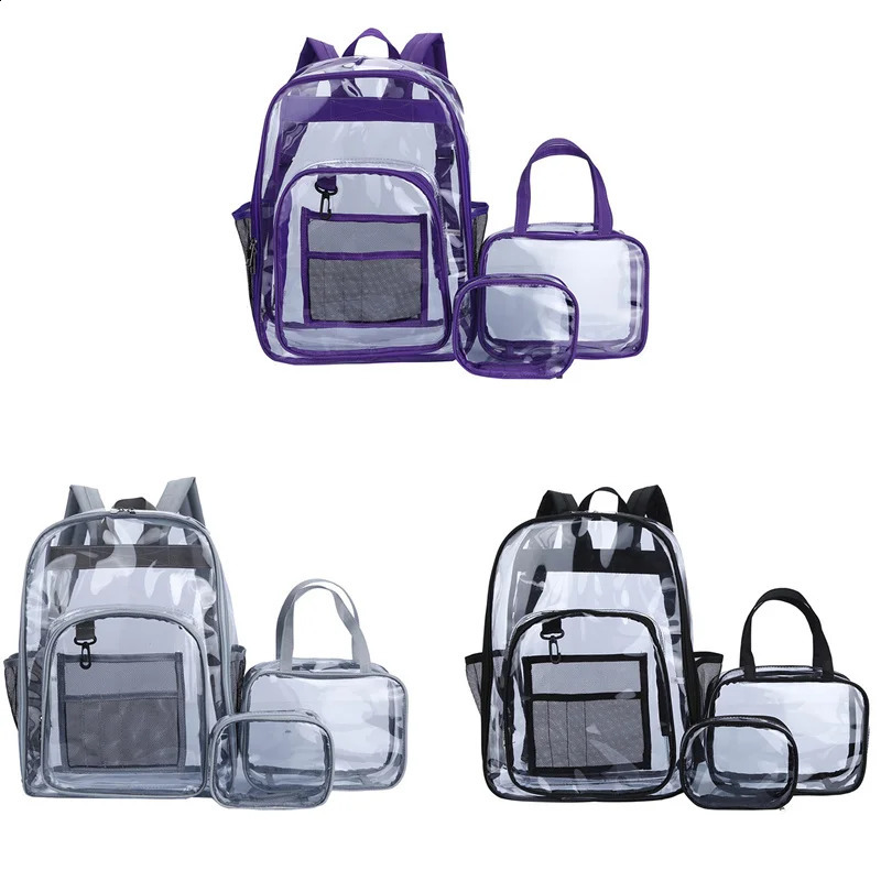 1 piece/3 pieces womens backpack transparent PVC bag transparent backpack teenage student transparent school backpack 240824