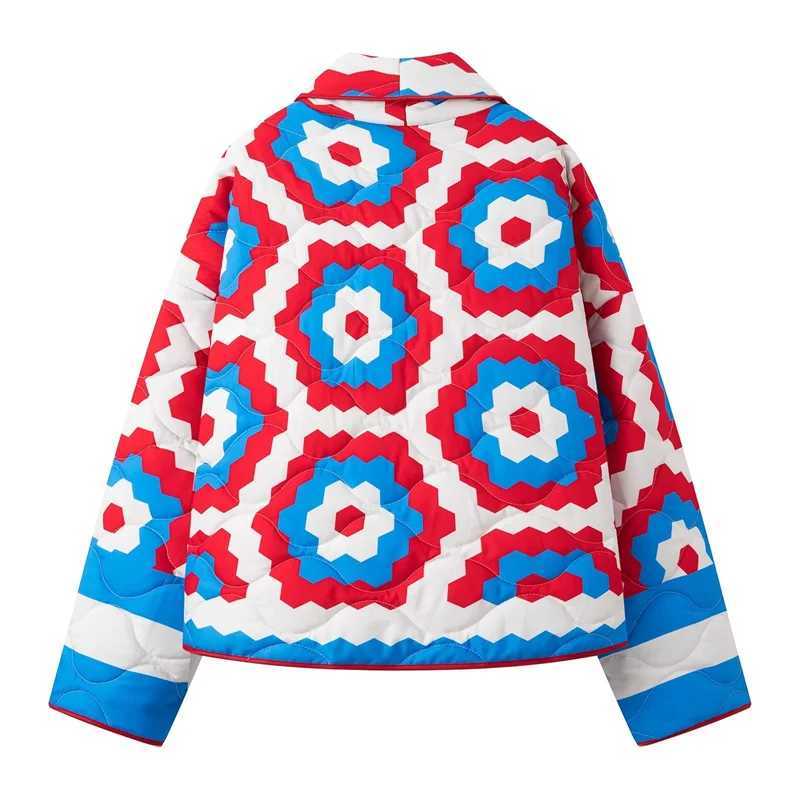 Women's Down Parkas Comfortable Oversized Cotton Traf Jacket Printed Kimono Cotton Jacket Womens loose and simple cotton clothes. Y2408244Z02