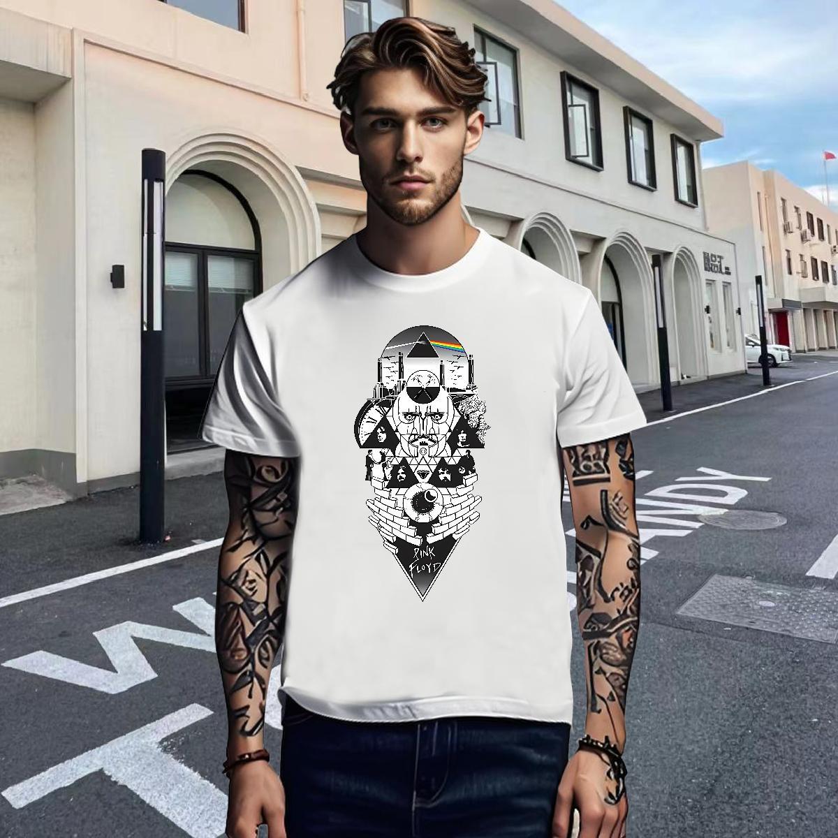Loose Fit Man T Shirts 230g Cotton eye of the devil Spring Summer Custom Big Size Short Sleeve Soft Men Tshirts Fashion New Tops