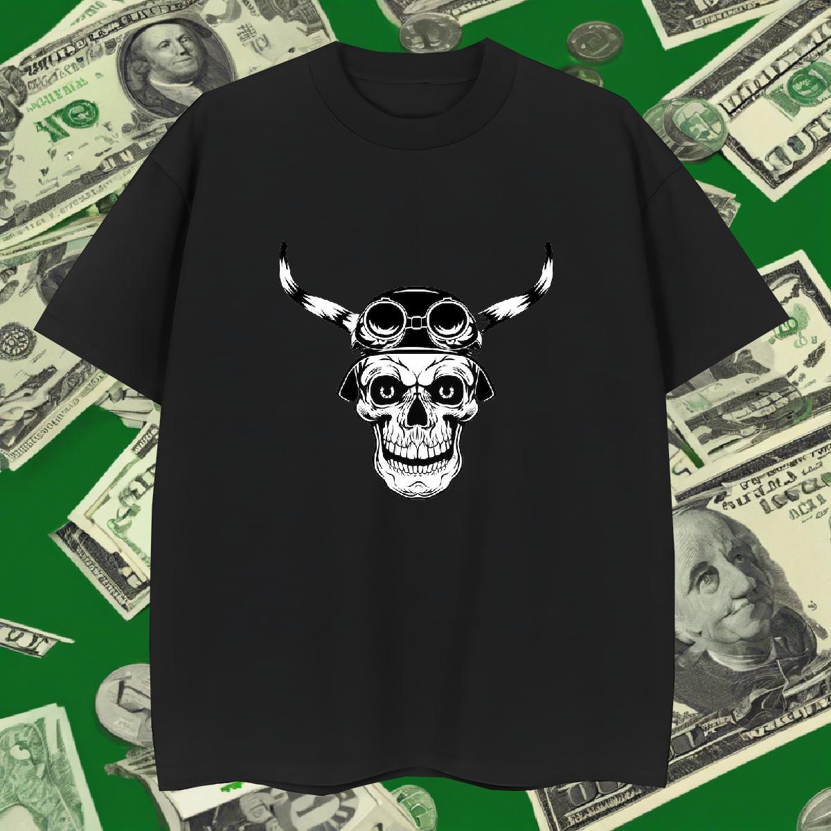 Loose T Shirt For Man 230g Pure Cotton skull Hip Hop Anime Print Short Sleeve O-Neck Mens Tshirts Designer Fashion Clothes