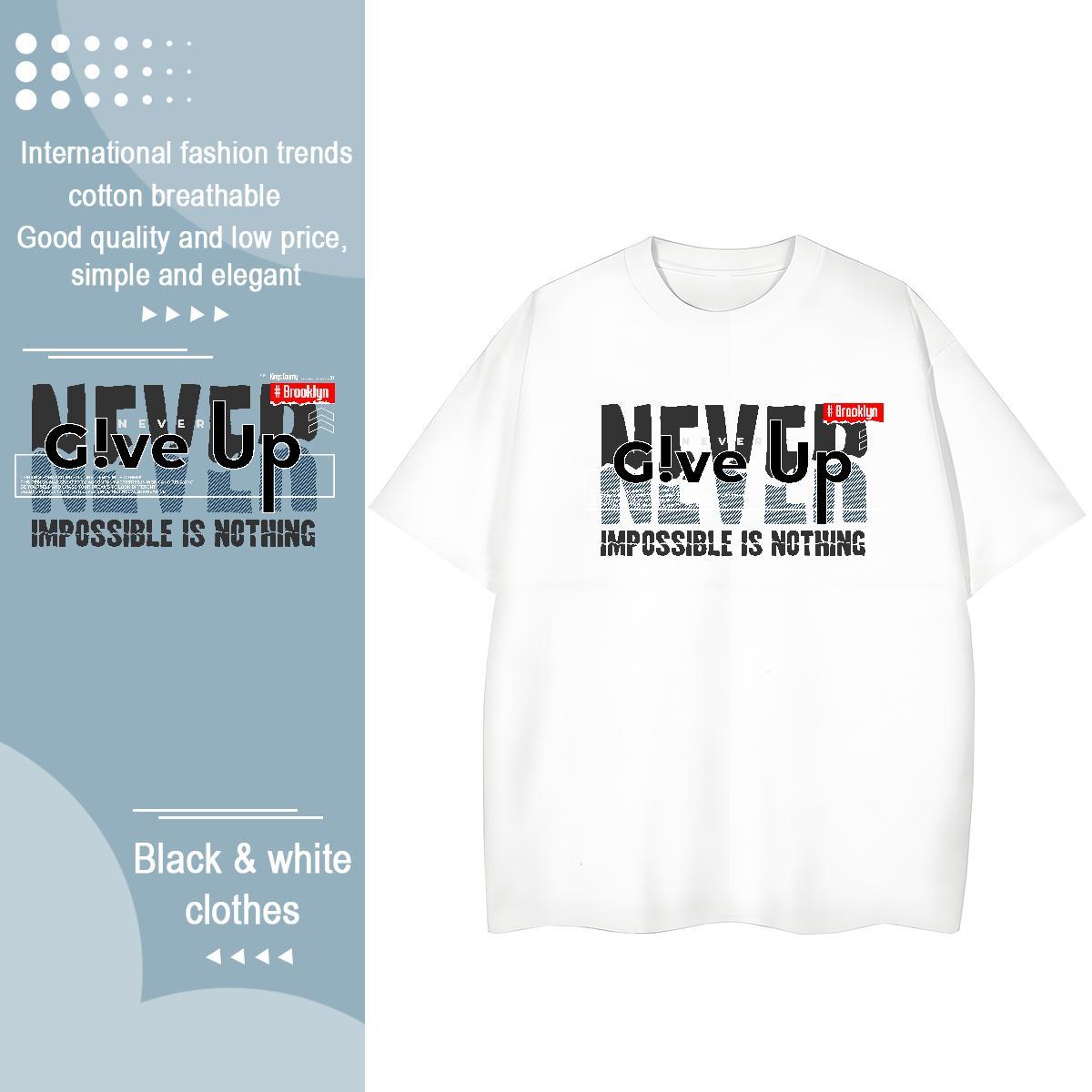 Lady Womens Tshirts 230g Cotton give up Daily Outfit T shirt Crew Neck Custom Print Plus Size Tee Shirt