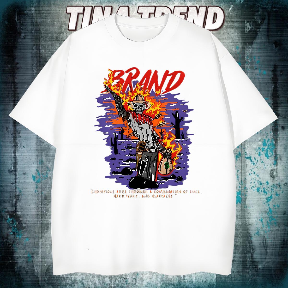 Soft T Shirts Men 100% Cotton 230g fire Casual Plus Size Custom Breathable Crew Neck Tshirts Wholesale Tops Shirt
