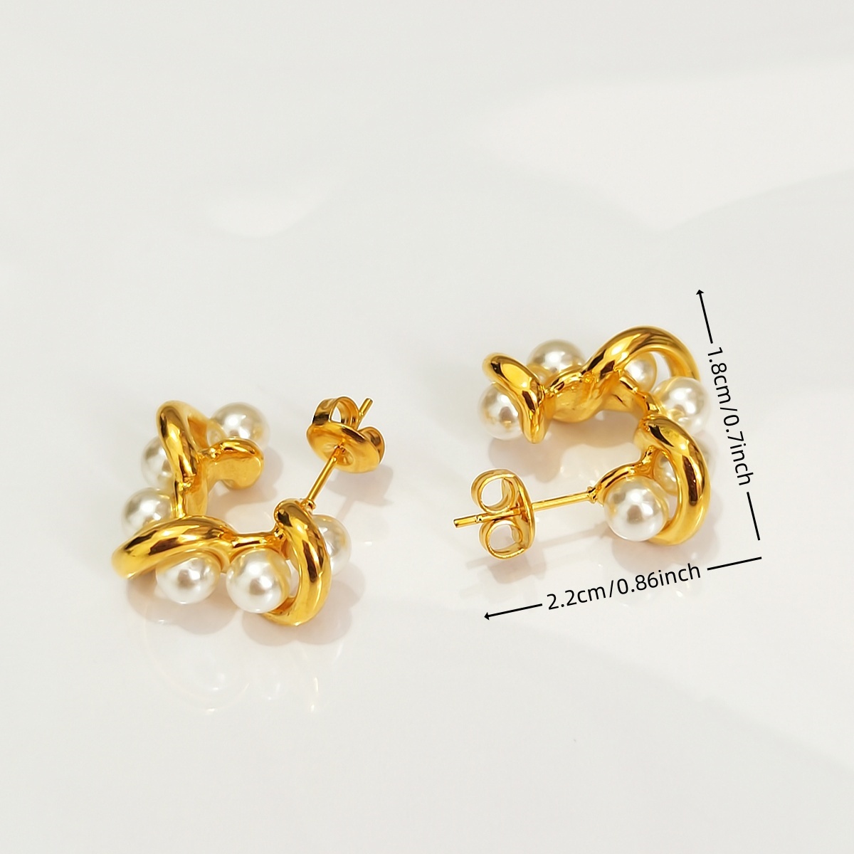 Earring Europe and the United States stainless steel French pearl earrings female ins net red temperament niche irregular earrings earrings