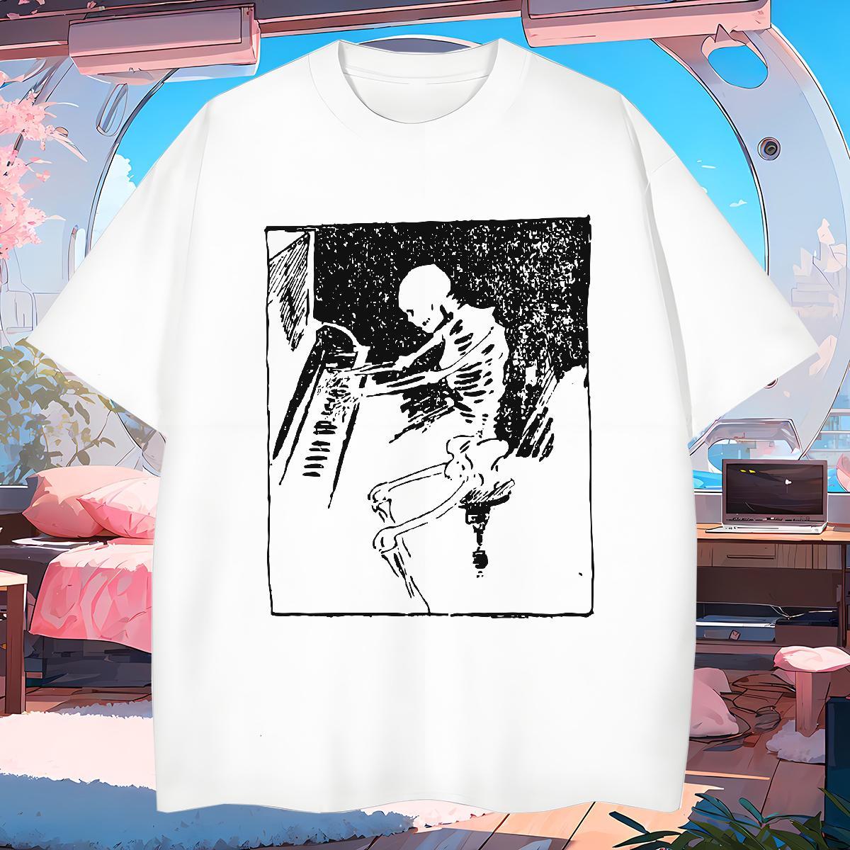 Wholesale T-Shirts for Men 230g Cotton skull High Street Hip Hop Custom Big Size Breathable Crew Neck Men Tshirts Factory Direct Tops