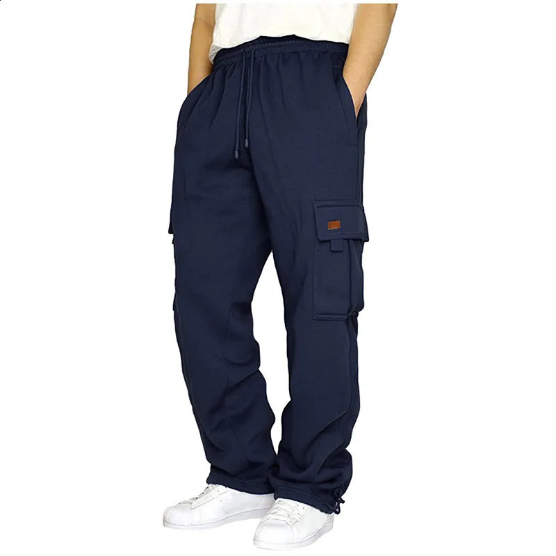 KPOP Fashion Style Harajuku Slim Fit Trousers Loose All Match Sweat Pants Solid Pockets Patchwork Straight Cylinder Cargo Pants 240824