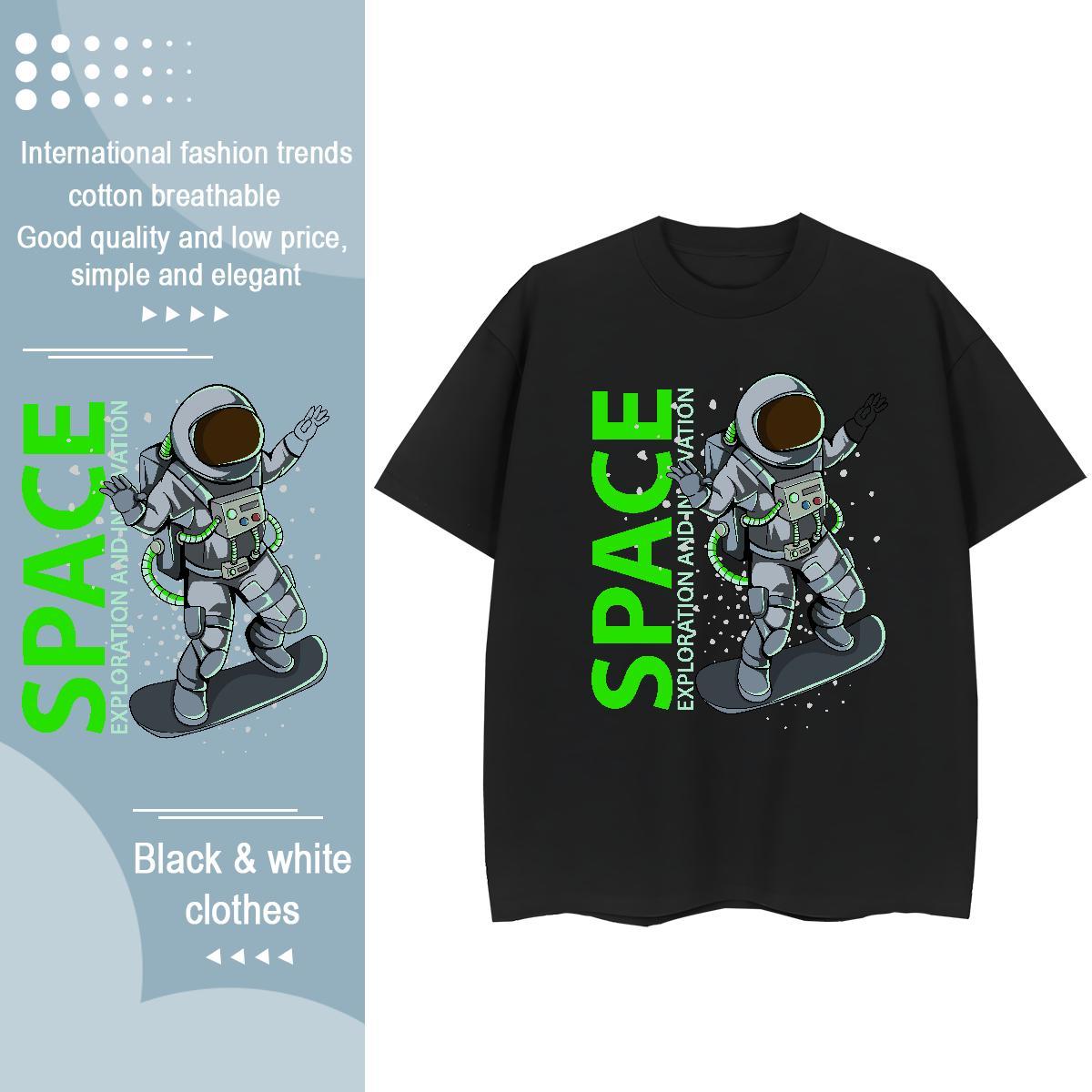 5A Women Tshirts 100% Cotton 230g universe Sports Street Wear T-Shirts Breathable Short Sleeve Oversized Tops Tees
