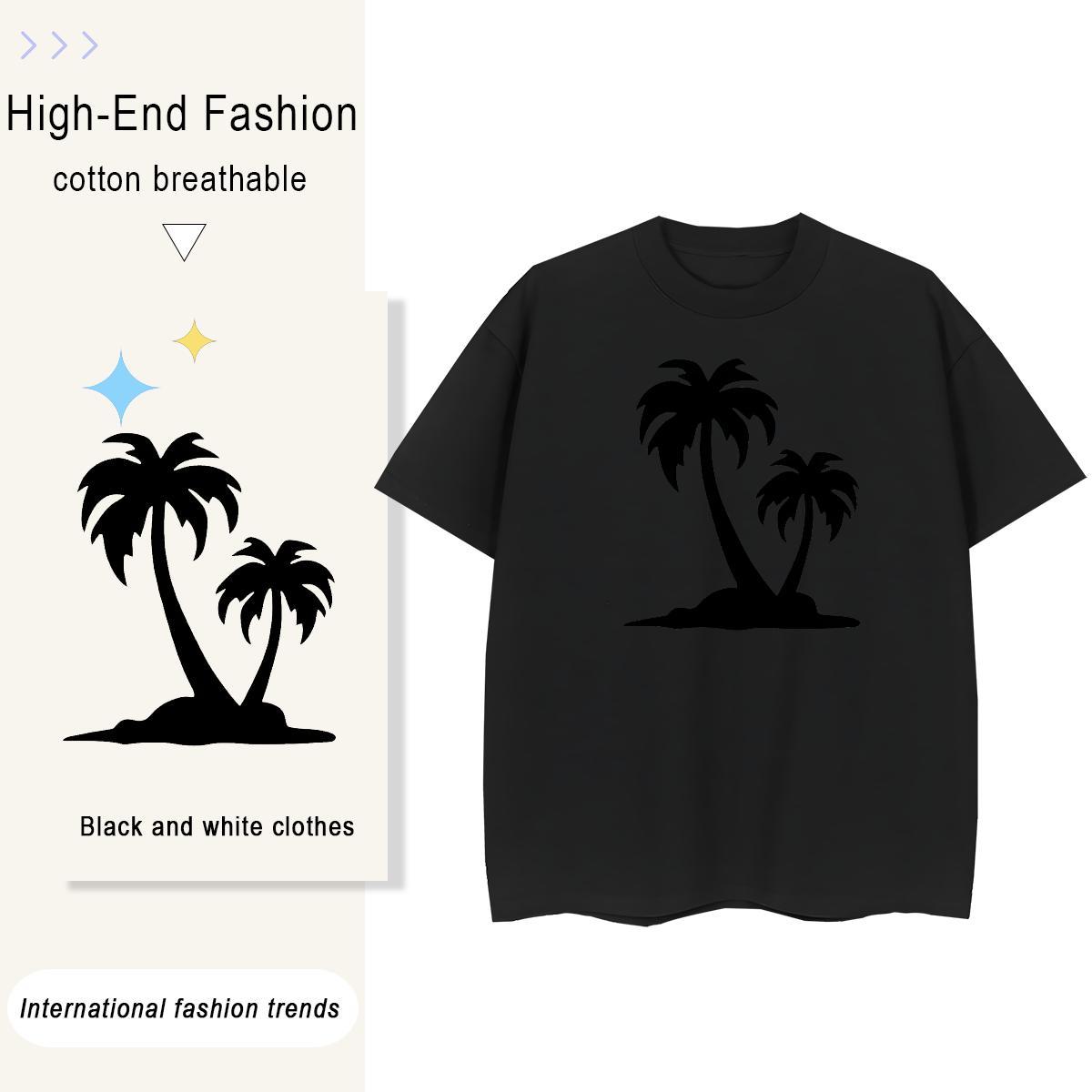 Classic Casual Tshirts tree Summer Casual 100% Cotton 230g Tops Shirt Breathable Crew Neck High Quality T shirt Custom Cartoon