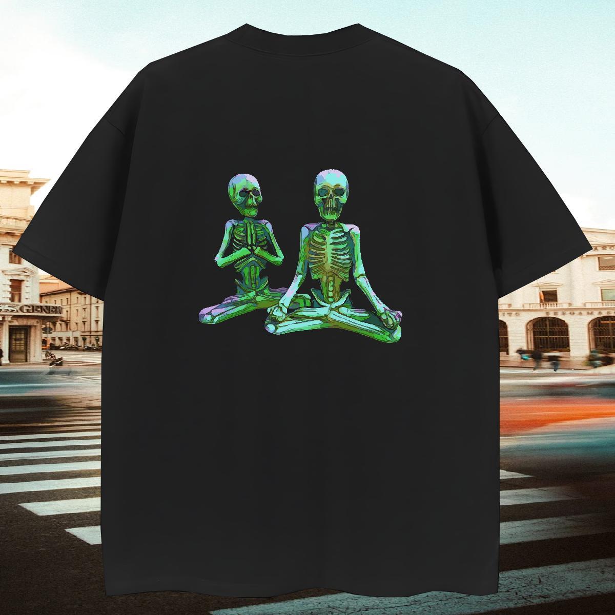 Comfortable T Shirts Men 230g Pure Cotton skull Beach Oversized 4XL Breathable Short Sleeve Men Tees Stylist Tops