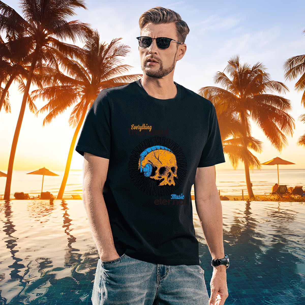 Brand T Shirt For Man 230g Cotton skull Daily Wear White Plus Size O-Neck Short Sleeve Men Tees New Tee Shirt