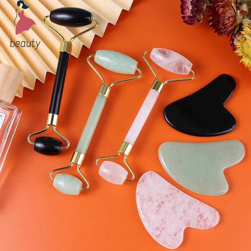 Facial Gua Sha Massage Roller Scraping Board Set Double-Headed Resin Facial Massager Lifting Body Thinning Neck Slimming Lifting CL240824