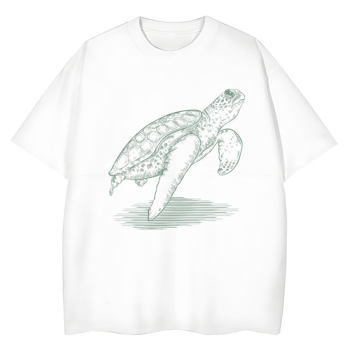 Fashion New Men Tops Tees tortoise Home Outdoor 230g Pure Cotton Tops Shirt Round Neck Short Sleeve Popular T-Shirts for Men Floral Print