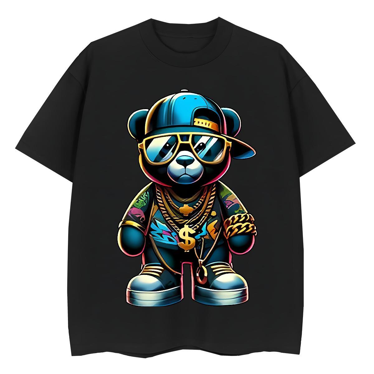 Fashion New Men Tshirts bear Sport 230g Pure Cotton Tees Shirts O Neck Short Sleeves Loose Men T Shirts Oversized
