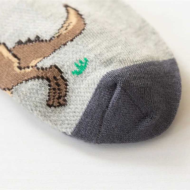 5 Pairs Boys Dinosaur Pattern Socks Comfortable Breathable Casual Soft Kids Socks CL240825