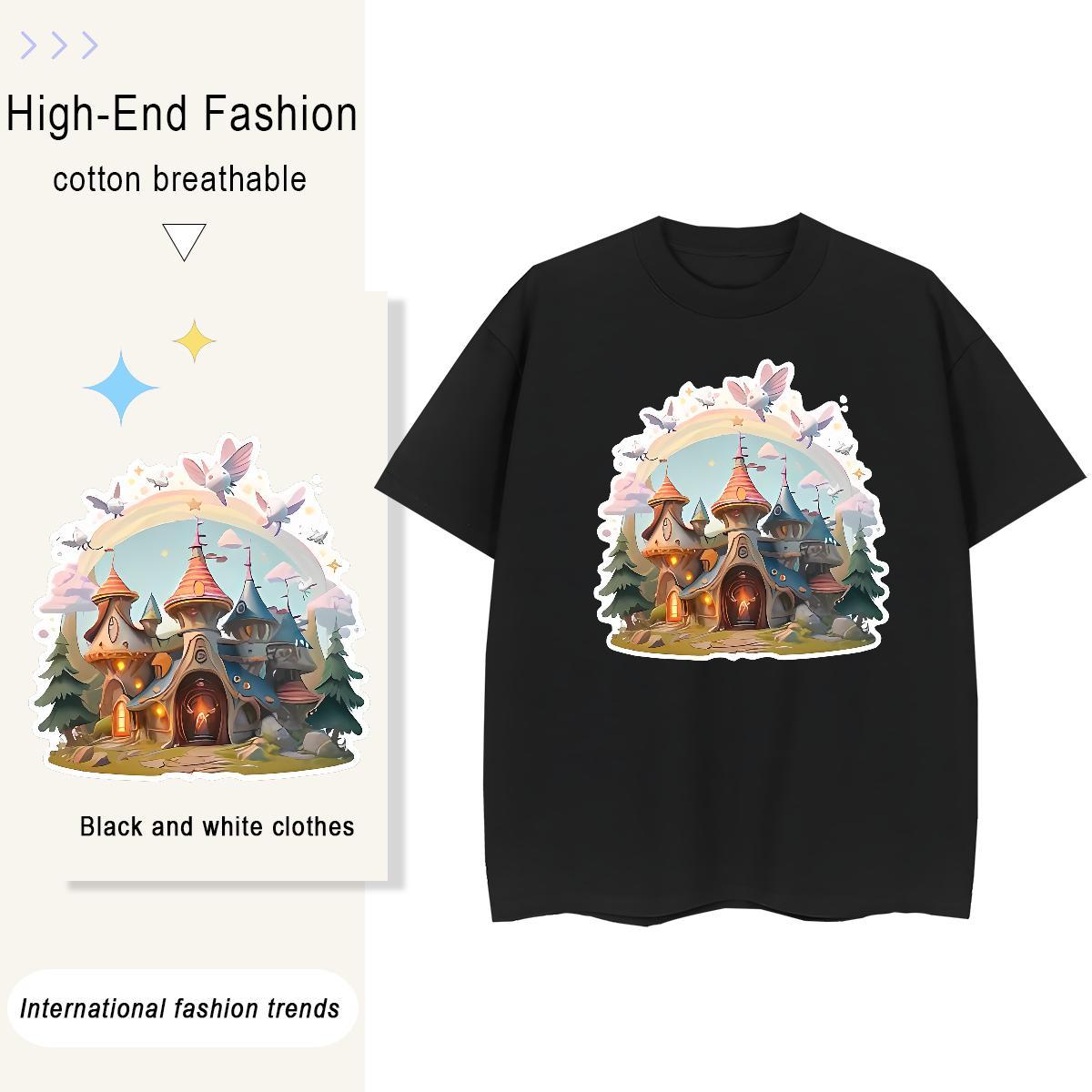 5A Woman Tshirt 230g Pure Cotton castle Hip Hop Street Women T Shirts O Neck Short Sleeves Anime Print Tees
