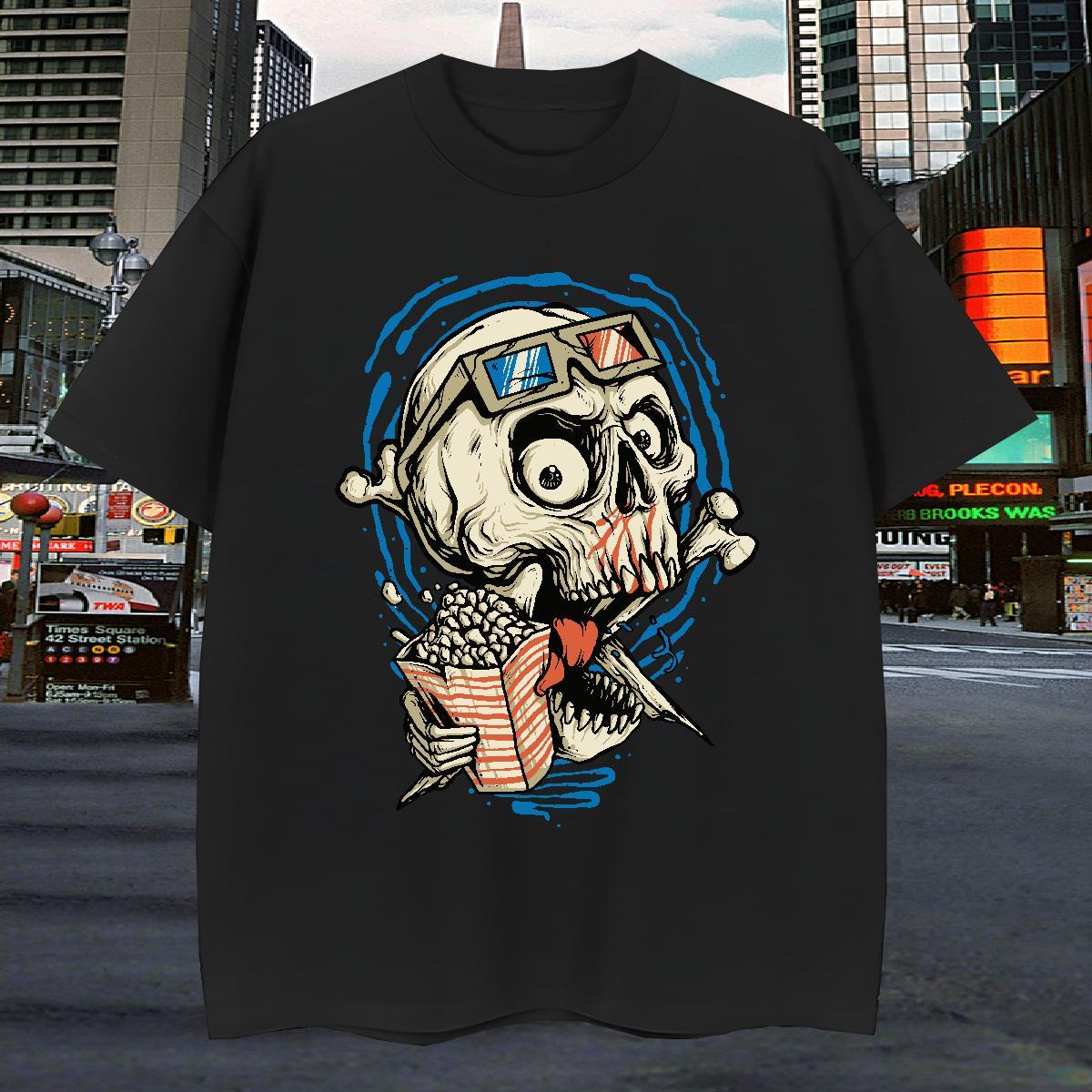 Free Shipping Man T Shirts 230g Pure Cotton skull Spring Summer Anime Crew Neck Breathable Men Tops Tees Custom Clothes