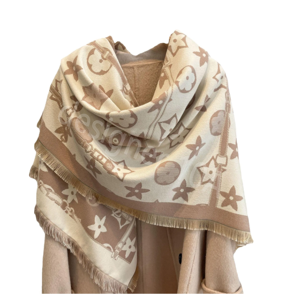 flower Designer scarf for women mens new chain winter warm soft wool scarf Fashion rea Keep high-grade scarves Scarf shawl windproof