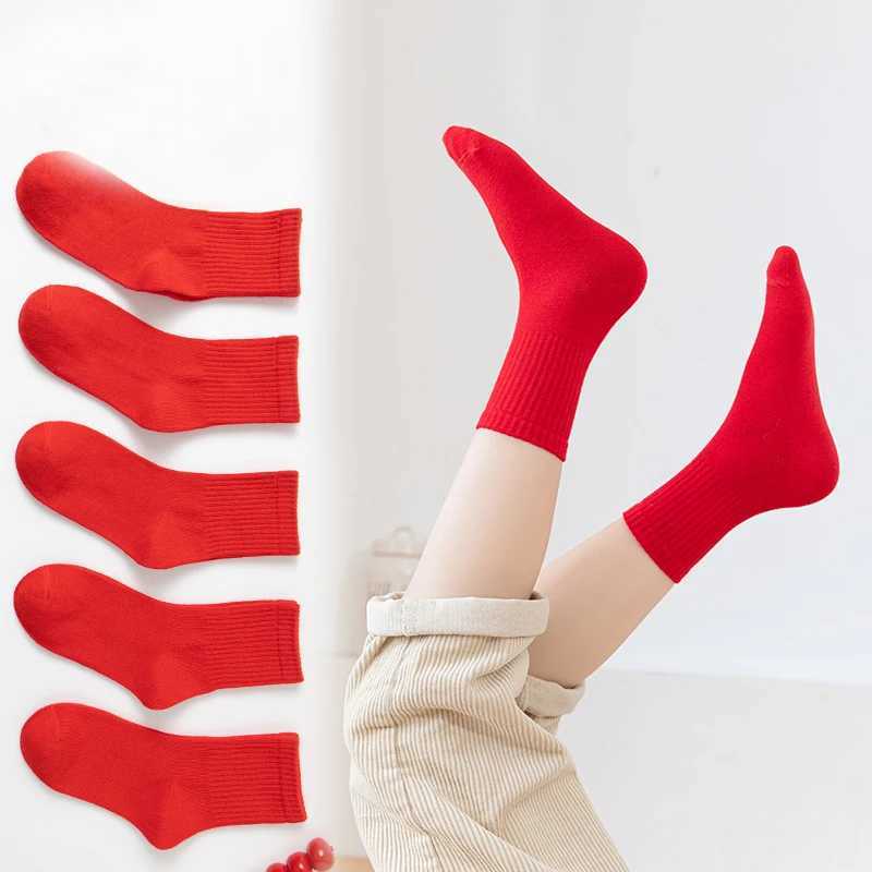 Childrens Pure Red Cotton Socks Spring and Autumn Boys and Girls Sports and Leisure Socks 2-12Years CL240824