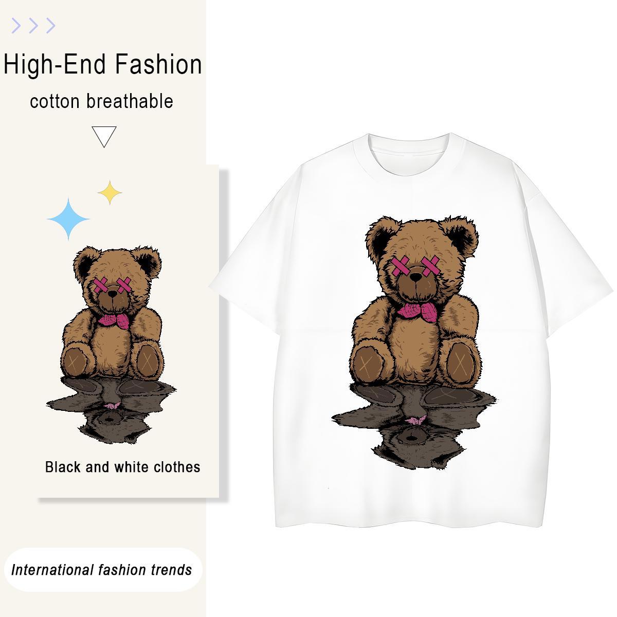New Designer Tshirt for Man Woman bear Casual Daily Wear 230g 100% Cotton Tops Short Sleeve O-Neck Wholesale T-Shirts for Men Floral Print