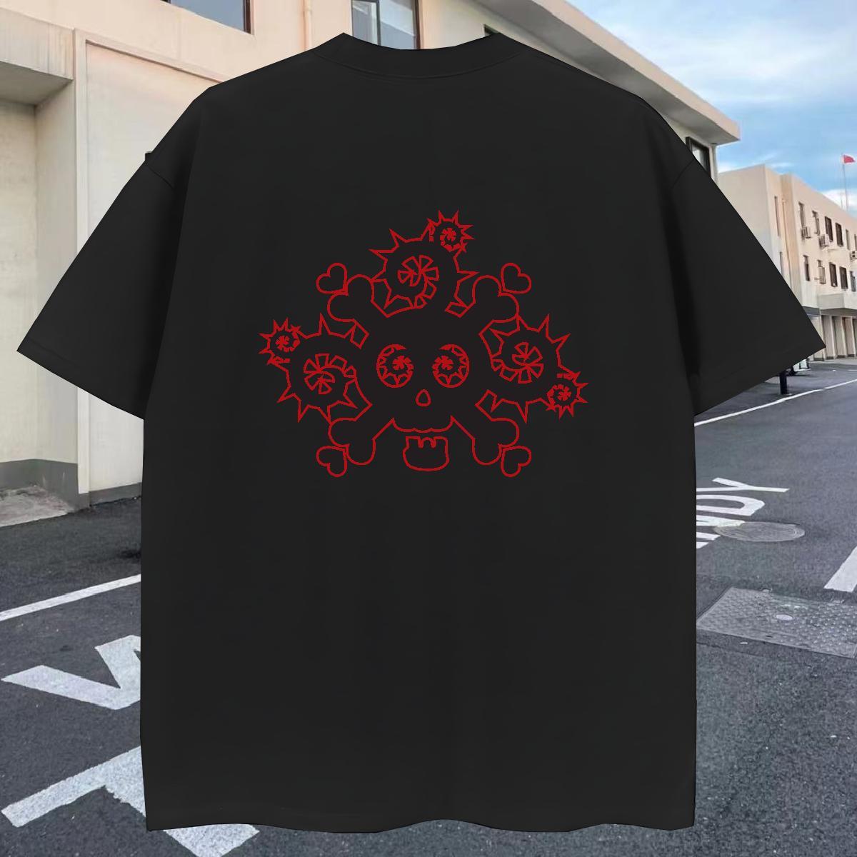 Loose T-Shirts 230g Cotton skull Summer Casual Custom Print Plus Size Breathable Soft Tshirts Factory Direct Wear