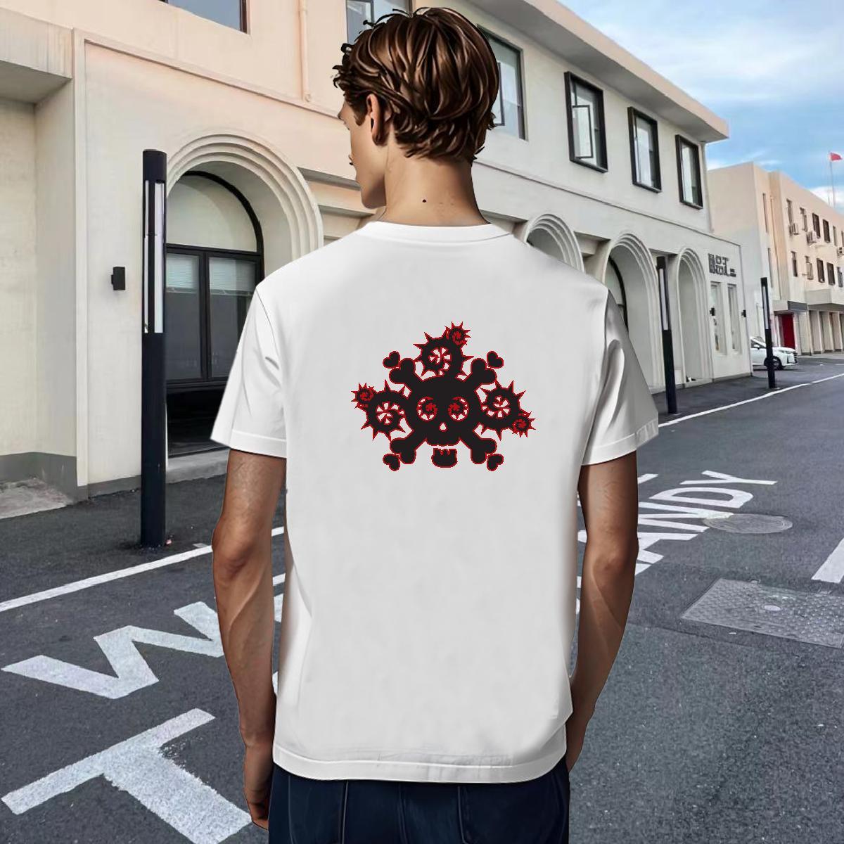 Loose T-Shirts 230g Cotton skull Summer Casual Custom Print Plus Size Breathable Soft Tshirts Factory Direct Wear