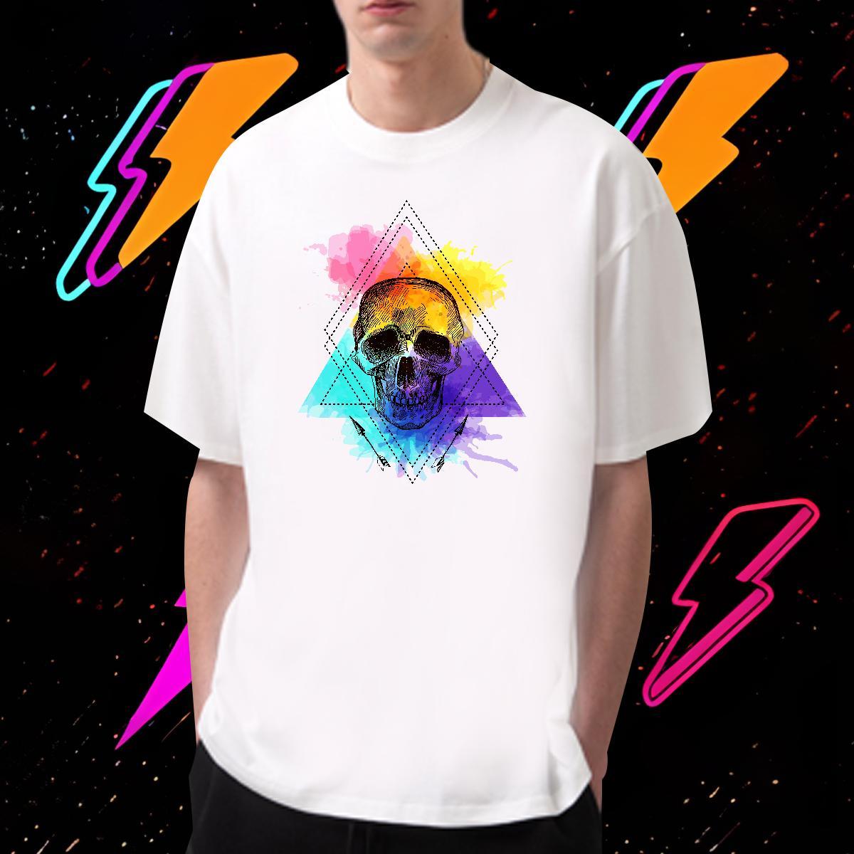 Classic T Shirt For Man 100% Cotton 230g skull Casual Beach Oversized Pure Cotton Tshirts 2024 DIY Tops Shirt