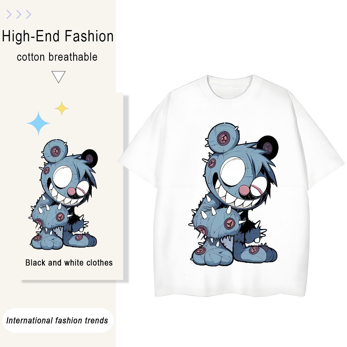 Fashion Men Tshirts bear Sports Casual 230g 100% Cotton Tops Tees Breathable Crew Neck TOP Quality T shirt DIY Printed