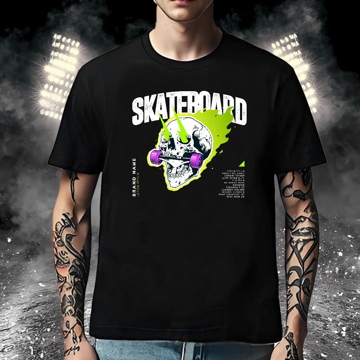 Cool Mens T Shirts 230g 100% Cotton skull Sport White Plus Size Pure Cotton Tshirt for Man Woman Free Shipping Tops Shirt
