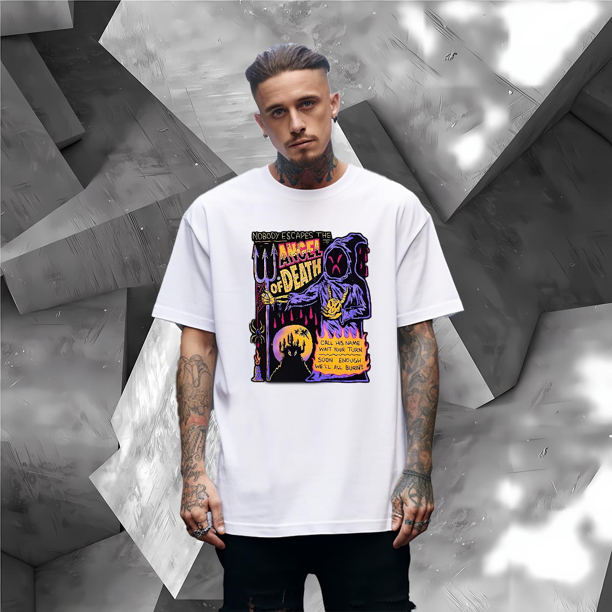 Wholesale T Shirts Men 230g Pure Cotton skull Anime Printing Street Oversized Round Neck Short Sleeve Men Clothes T-Shirt 2024 Designer Clothings