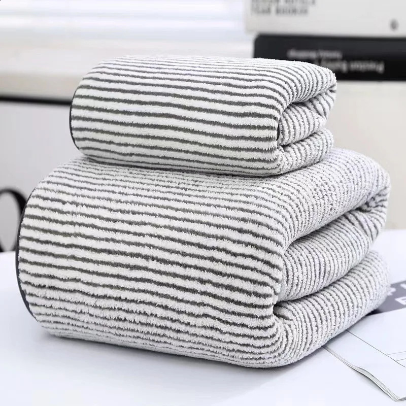Quick-Drying Bamboo Striped Towel Set For Soft And Absorbent Bathroom Experience Bath Towel Set or Hand Towel 240823
