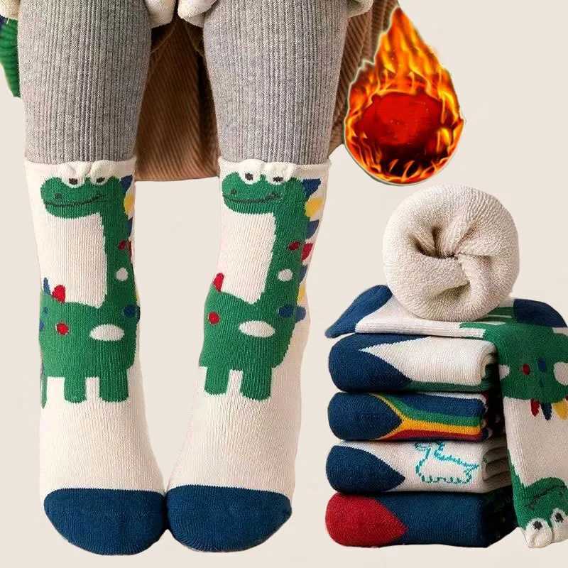 Winter Socks Baby Socks 5 Pairs /bag Warm Cotton Cartoon Socks Kids Girls Boys Thicken Sock CL240824