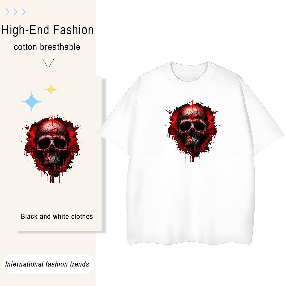 Cool Design T shirt 100% Cotton 230g skull Hip Hop Street Plus Size Custom Crew Neck Tshirt for Man Woman Free Shipping Tops Tees