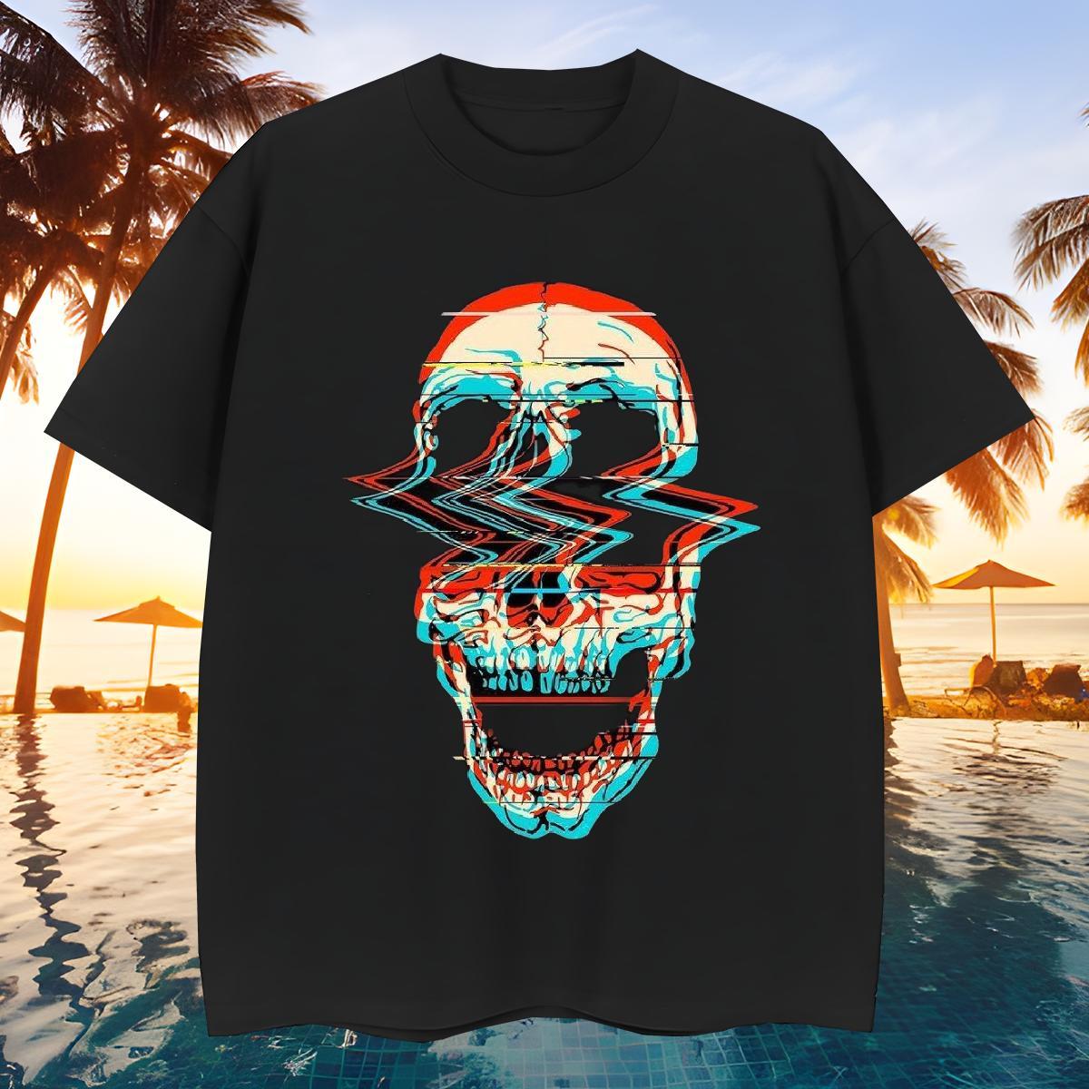 TOP Quality T shirt 230g Cotton skull Home Outdoor Black Oversized Breathable Short Sleeve Couples T Shirts Classic Casual Tops Tees