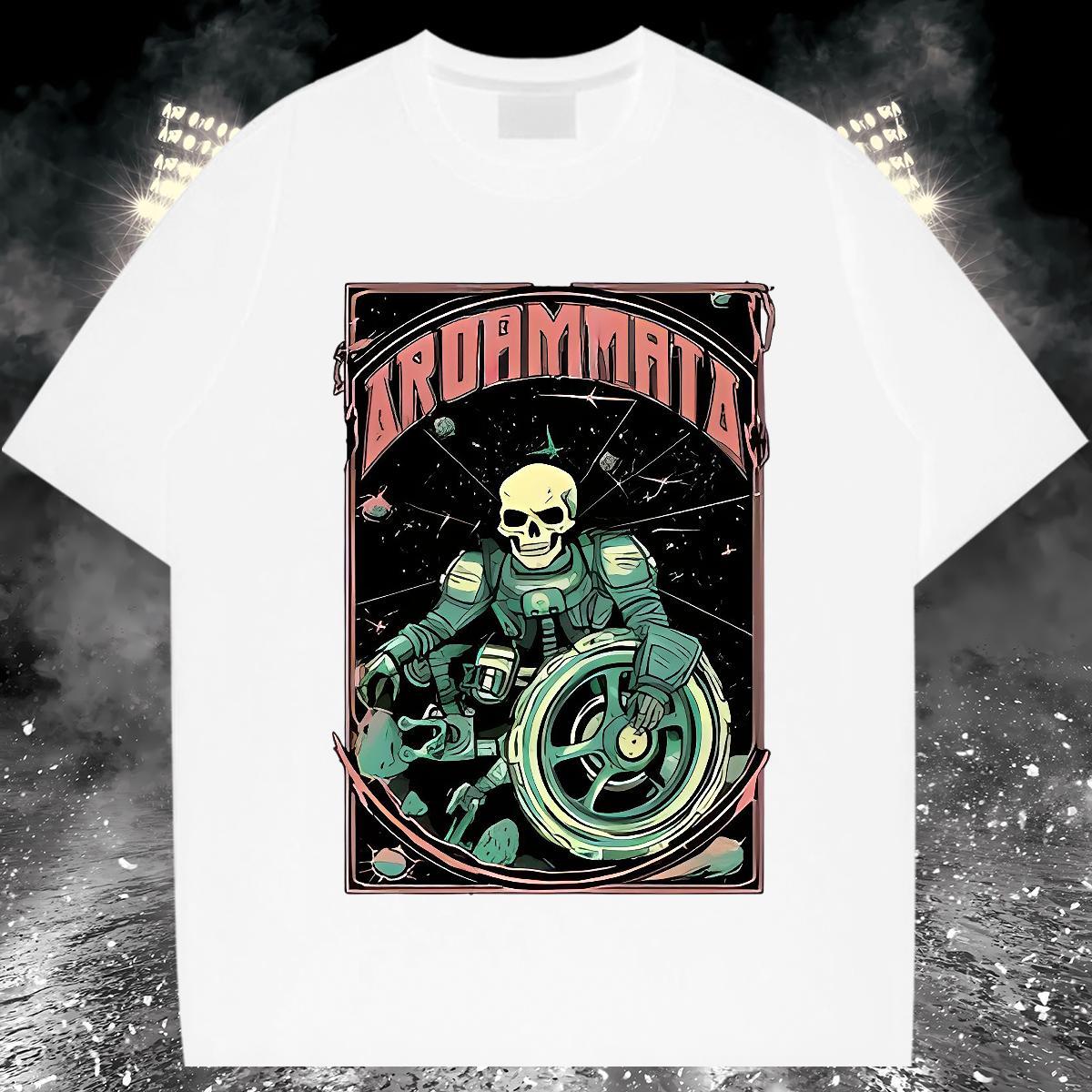 Free Shipping Man T Shirts 230g Cotton skull Anime Printing Street Cartoon Printing L-4XL Round Neck Short Sleeve Mens Tshirts Wholesale Top Tees