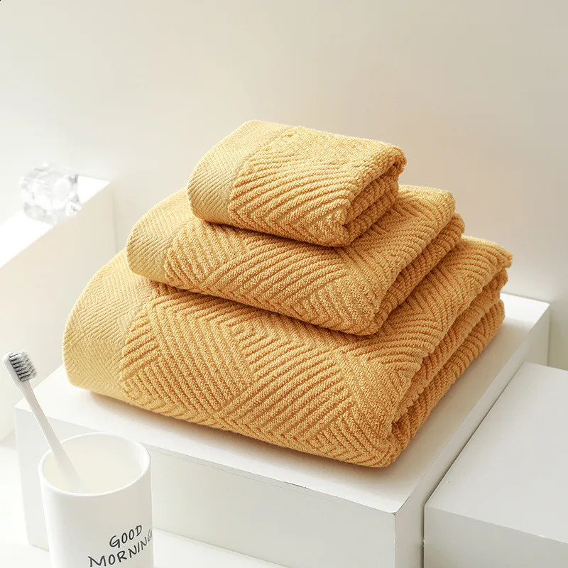 3Pcs 100% Cotton Bath Towels Set Soft Solid Color Women Large Face Towel Highly Absorbent Bathroom Towels Adults Hand Washcloths 240823