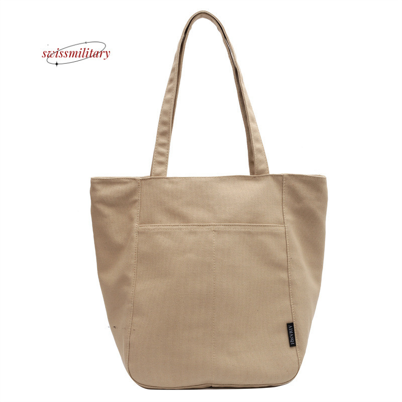 Swissmilitary Canvas Women 2024 New Summer Large Capacity Fashion Simple One Shoulder for College Students Commuting Tote Bag #25