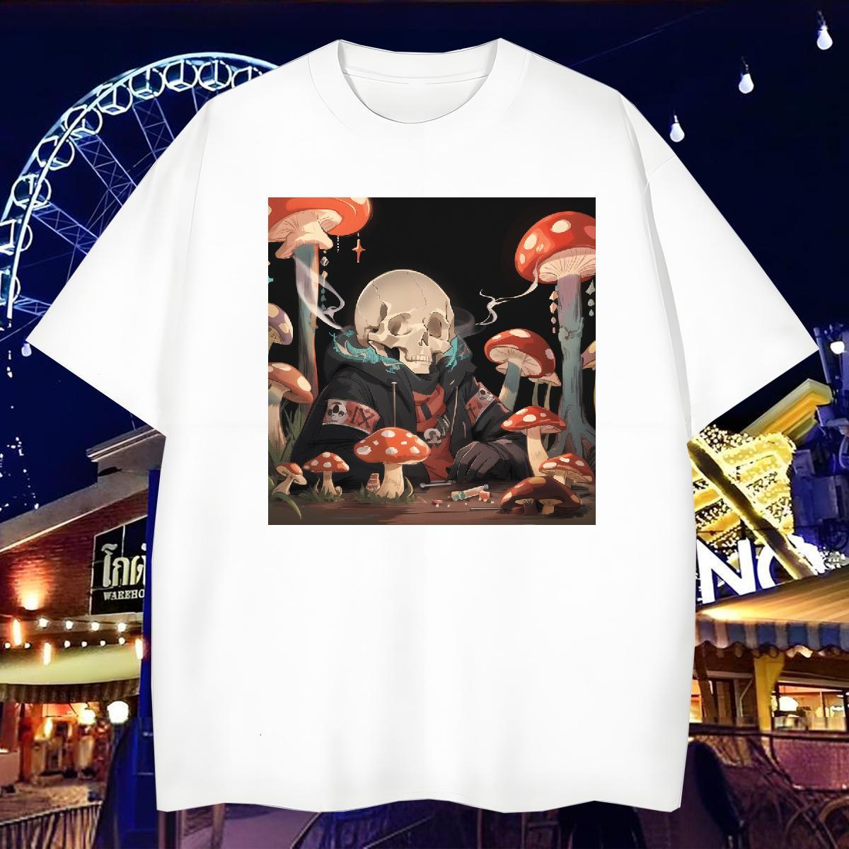 Cool T-Shirts for Men 100% Cotton 230g skull Casual Daily Wear Plus Size Cartoon Breathable Short Sleeve Mens Tshirts 2024 Summer Tees
