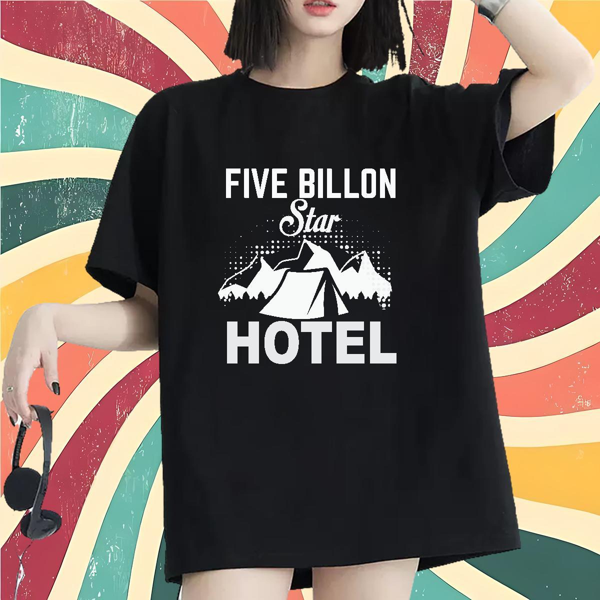 Comfortable Lady T shirt 230g 100% Cotton five billon Star Spring Summer Woman T Shirts O Neck Short Sleeves Black Oversized Wear
