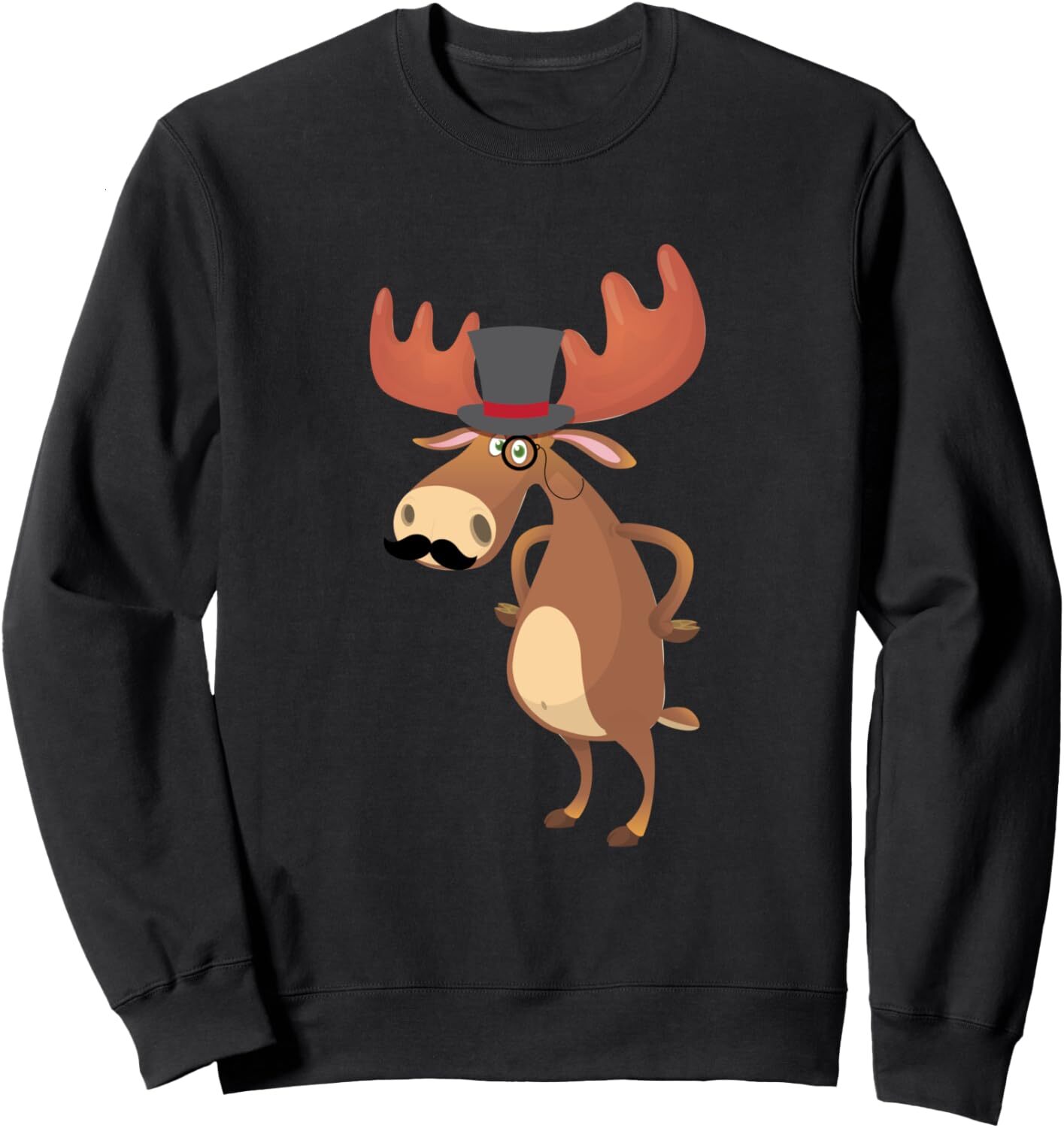 Long Sleeve Shirts For Men Sweatshirt Cool Funny Moose Hat Mustache Animal Lover Gift Sweatshirt T Shirt Tee Streetwear Casual Tops Clothes Free shipp