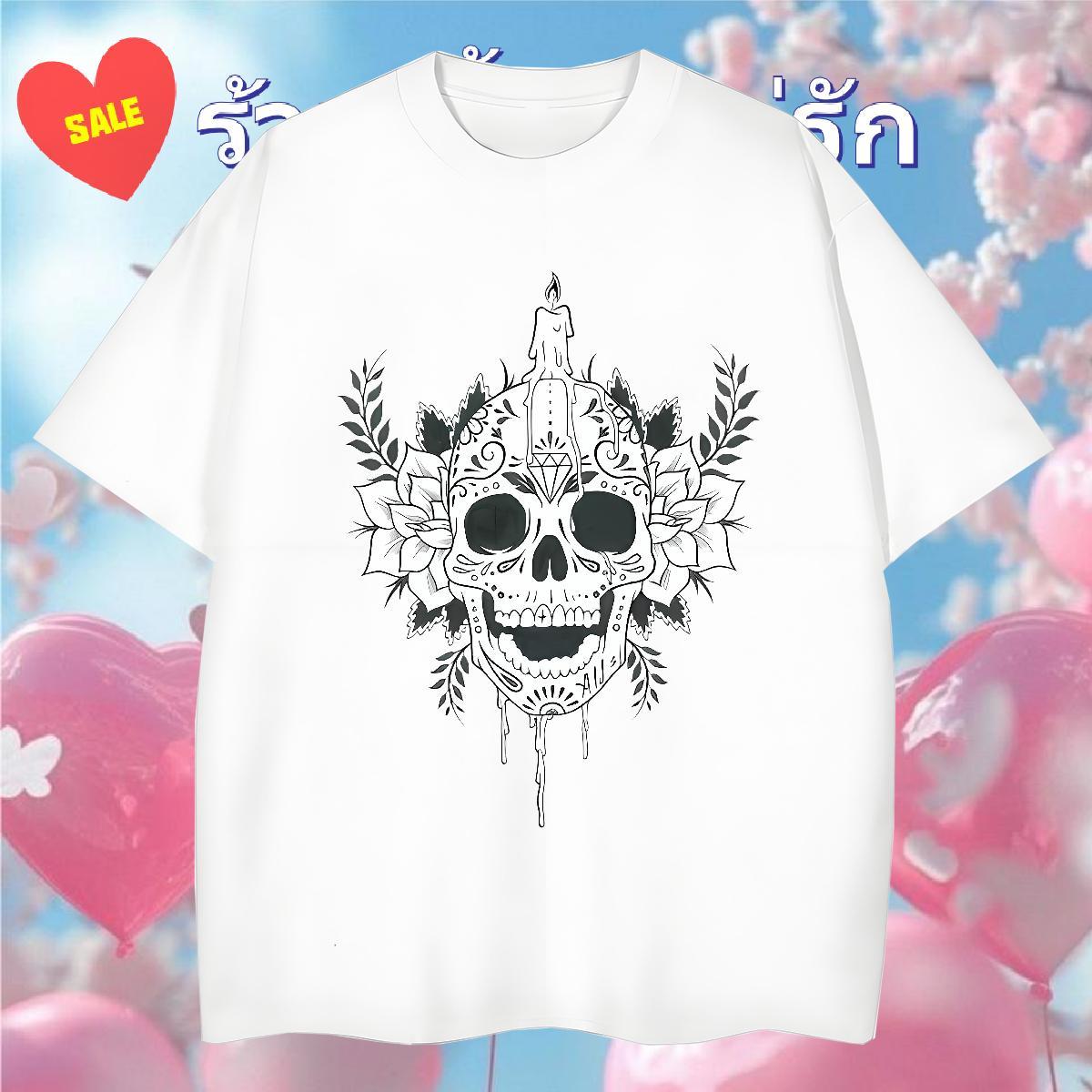Designer T-Shirts for Men 230g Pure Cotton skull Daily Outfit Asian Size Breathable Crew Neck Men Tees Fashion Design Tees Shirts