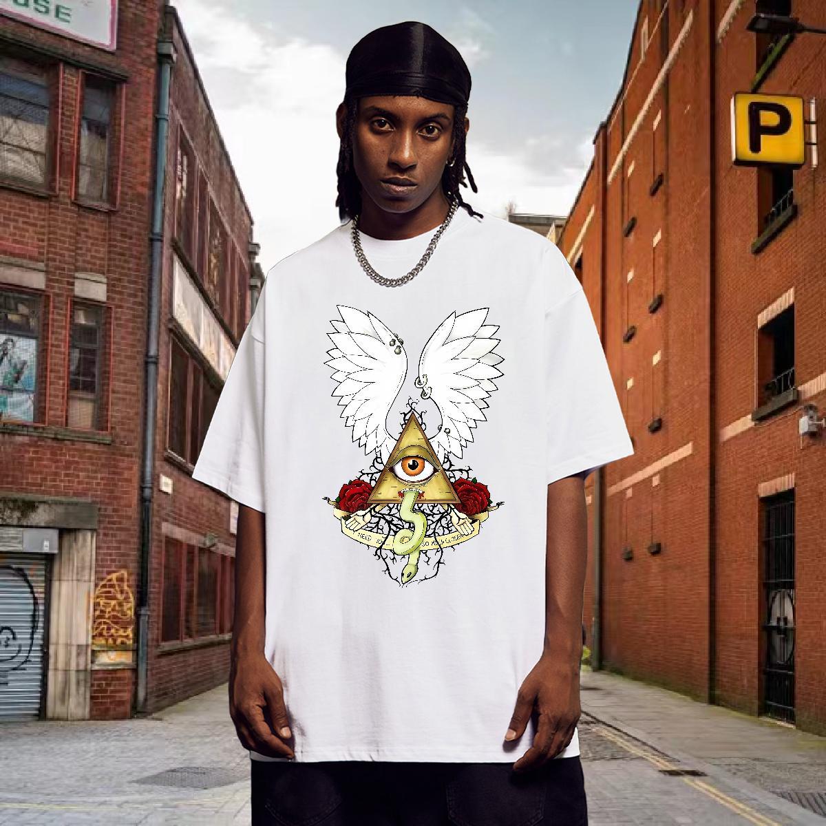 Wholesale T Shirts Men 230g 100% Cotton eye of the devil Daily Outfit Custom Print Plus Size Breathable Short Sleeve Mens Tshirts Casual New Wear