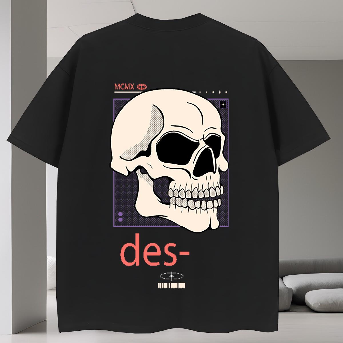 Cool Design T-Shirts 230g Pure Cotton skull High Street Hip Hop Custom Anime O Neck Short Sleeves Men Tops Tees 2024 Designer Polos