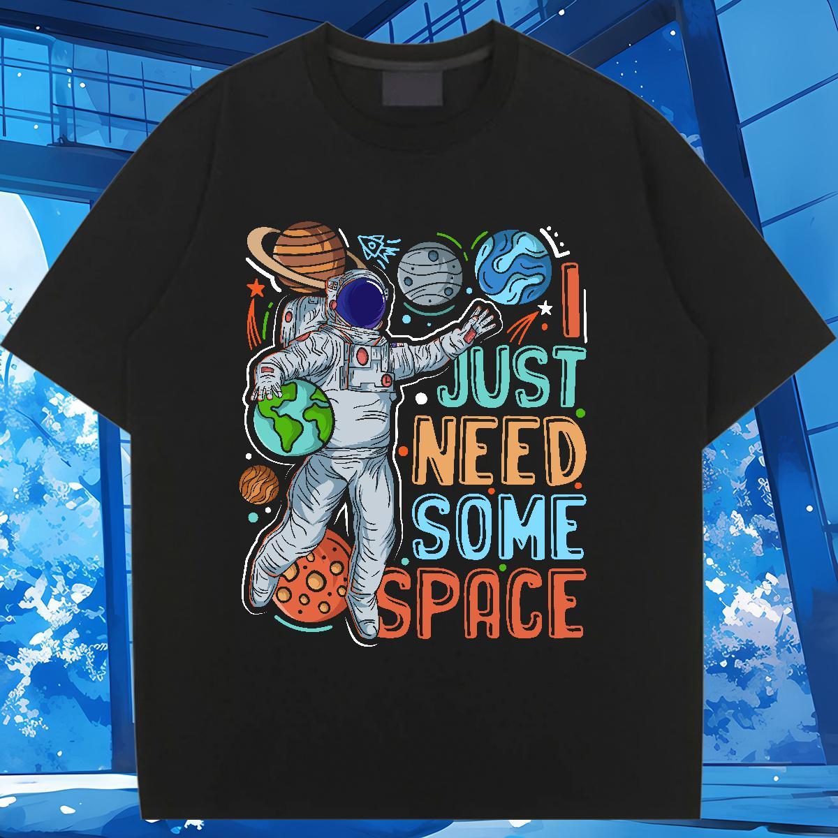 Female Womens Tshirts 230g Cotton universe Casual Woman T Shirts Breathable Crew Neck Black White Tees Shirts