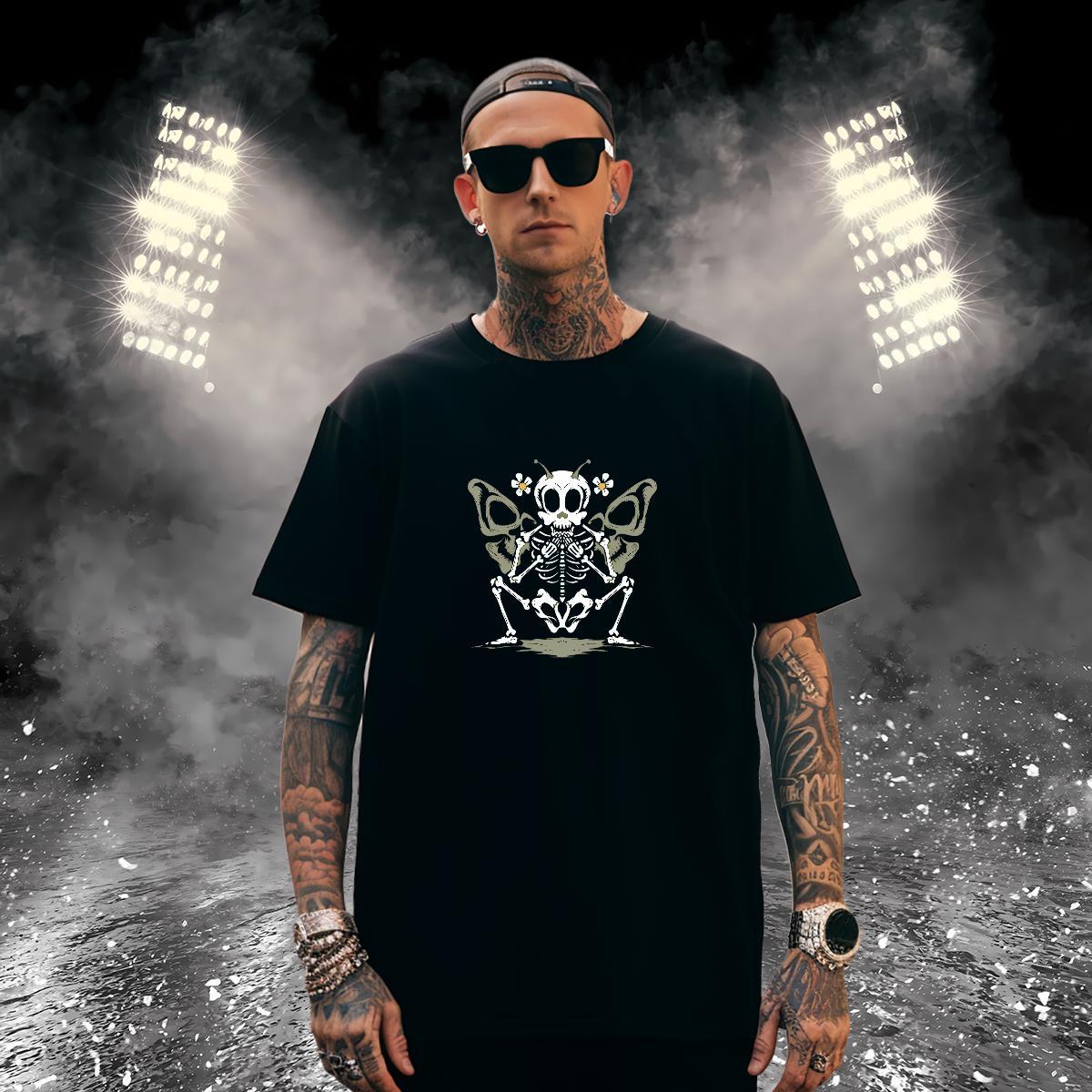 Comfortable T Shirts Men 100% Cotton 230g butterfly Summer Casual Custom Print Plus Size Round Neck Short Sleeve Tshirts 2024 DIY Tops Tees