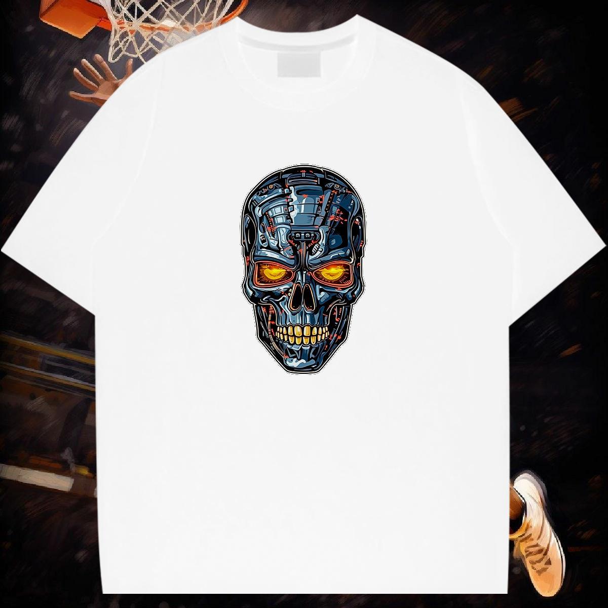 Free Shipping Men T Shirts 230g Pure Cotton skull Outdoor Custom Big Size Crew Neck Tshirts DIY Customized Tops
