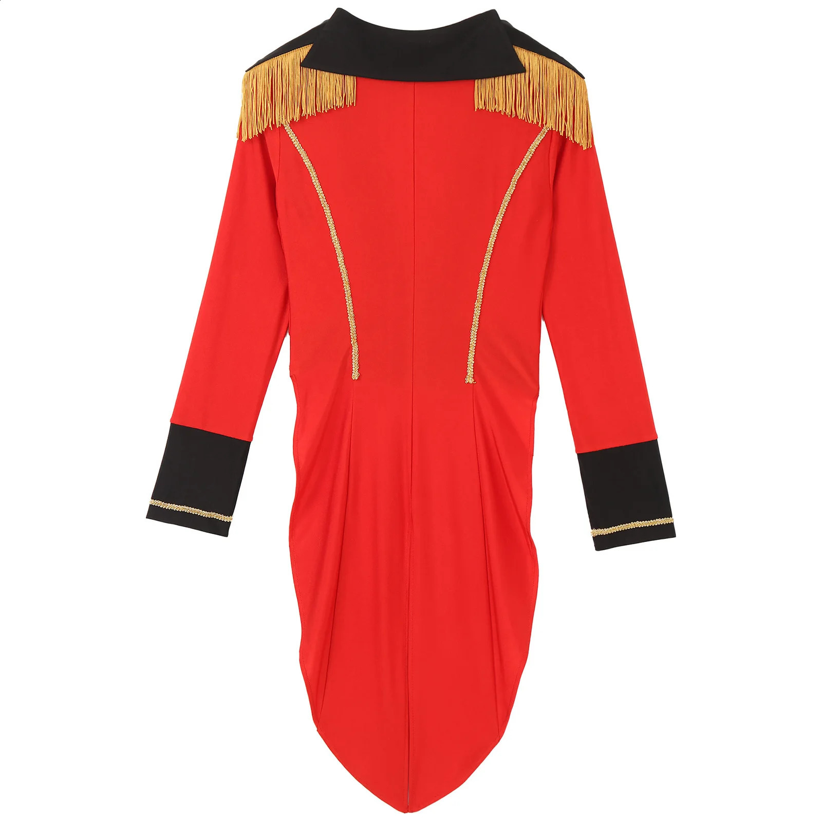 Womens Circus Ring Set Long Sleeve Deep Vneck Tail Coat Halloween Carnival Theme Party Role Playing Performance w240824