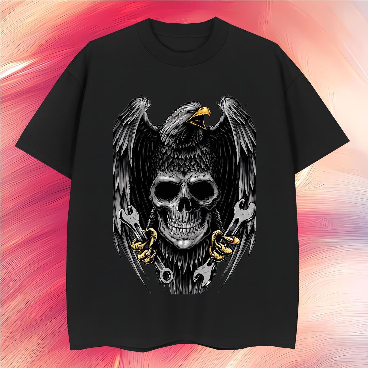 Popular T Shirt For Man 230g 100% Cotton skull Street Wear DIY Printed Crew Neck Breathable Men Tshirts Customized Tee Shirt
