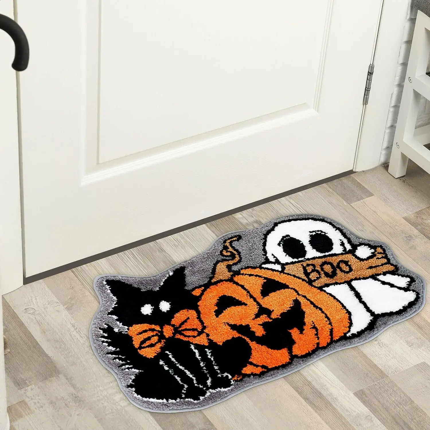 VIKAMA Halloween doormat s cashmere foreign trade alien horror skull decoration entrance doormat 240823