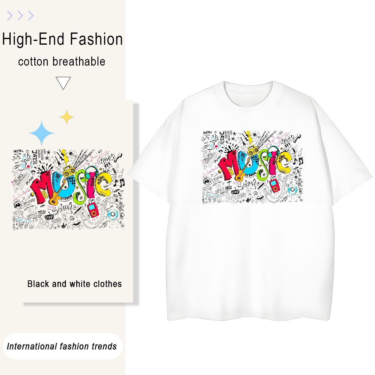 Soft Tshirt for Man Woman 230g Cotton painting Sports Street Wear T-Shirts for Women Short sleeve Soft Floral Print Clothes