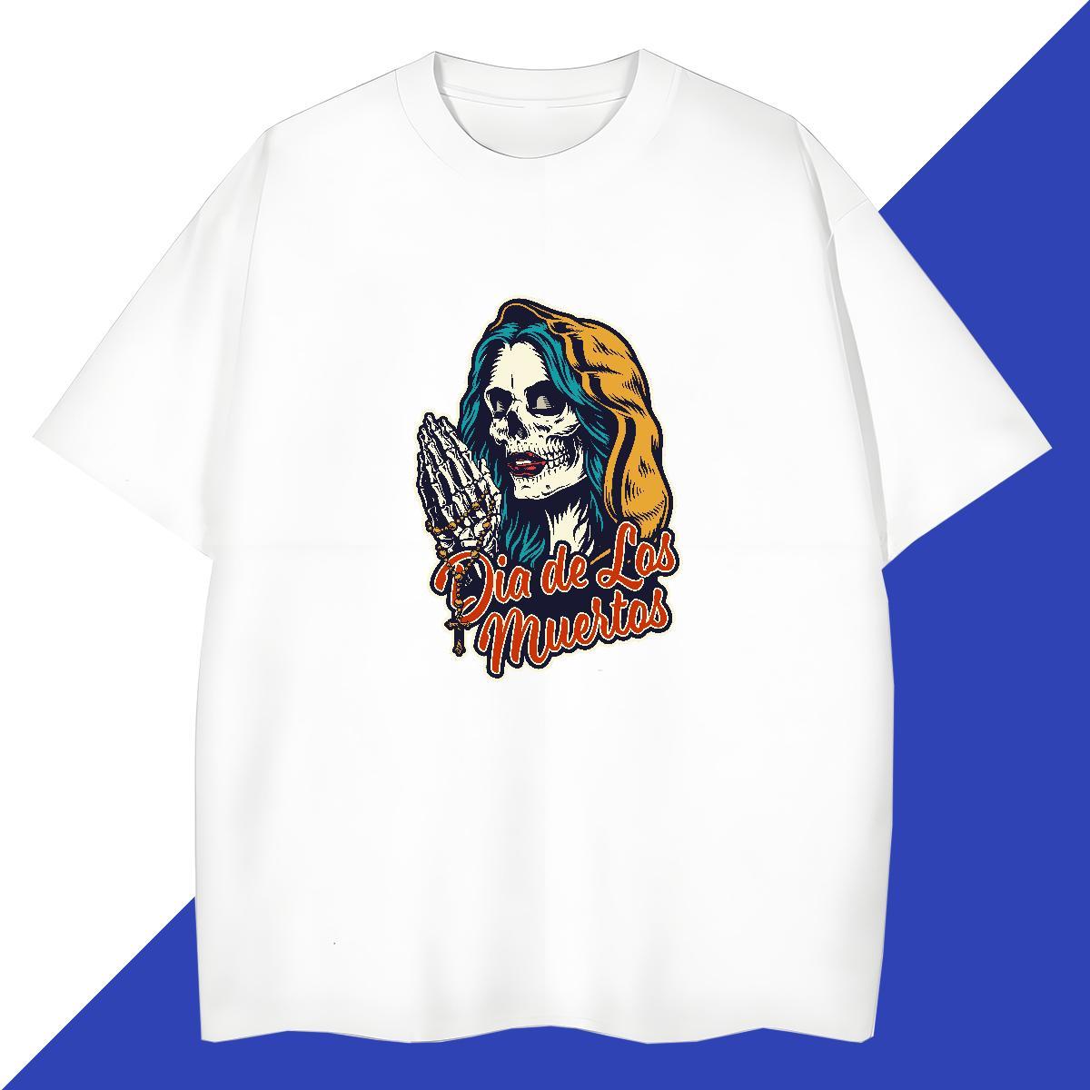 High Quality Mens T Shirts 230g 100% Cotton skull Street Anime Print Short Sleeve O-Neck Men Tees DIY Tee Shirt